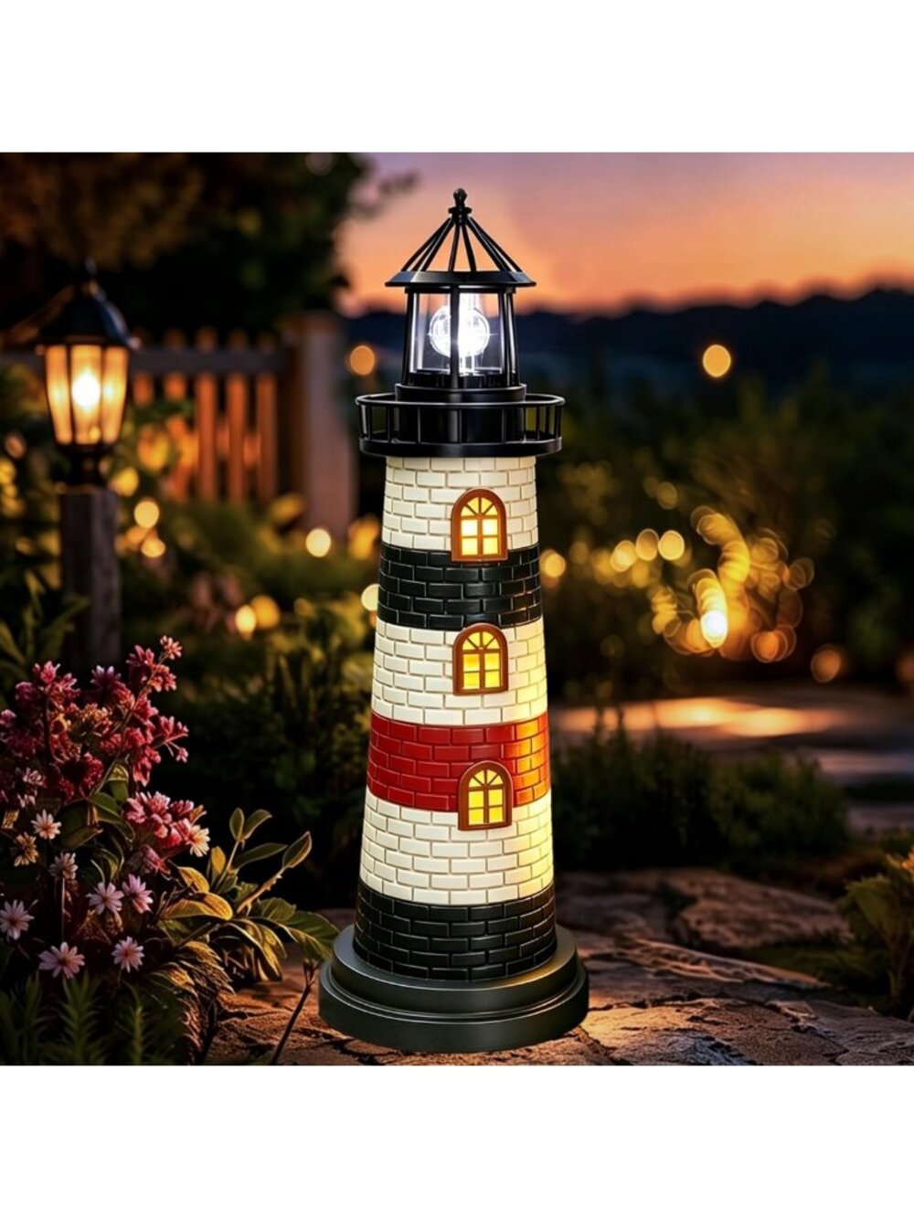 Coastal Solar Lighthouse Garden Statue - 23" Outdoor Decor & Gift for Garden